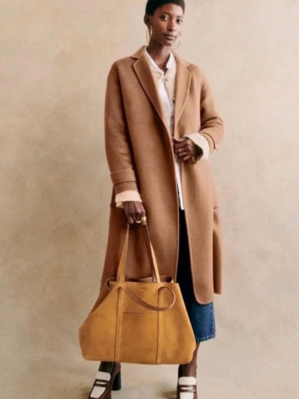 Sezane Mederick Coat Camel - Size 8 - Picture 2 of 12